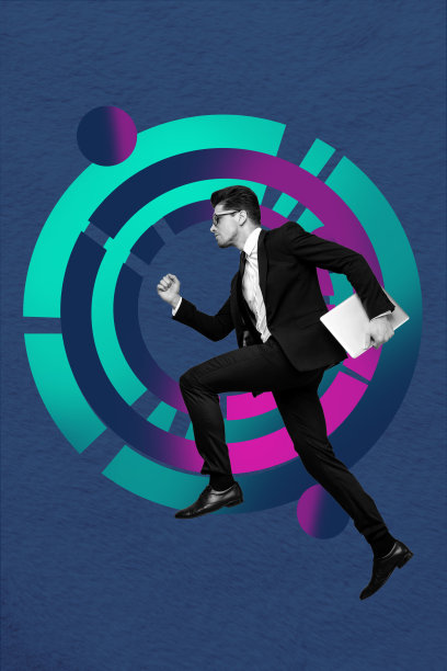 趋势艺术复合横幅 3D 照片拼贴，年轻男子手持设备，笔记本电脑，远程技术服务，网络空间工作图片下载