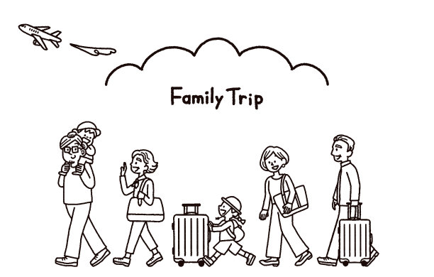 快乐的三代家庭出行的单色背景图片图片下载