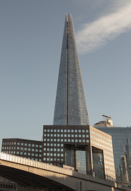 伦敦的碎片大厦与周围的企业建筑和天空背景。图片下载