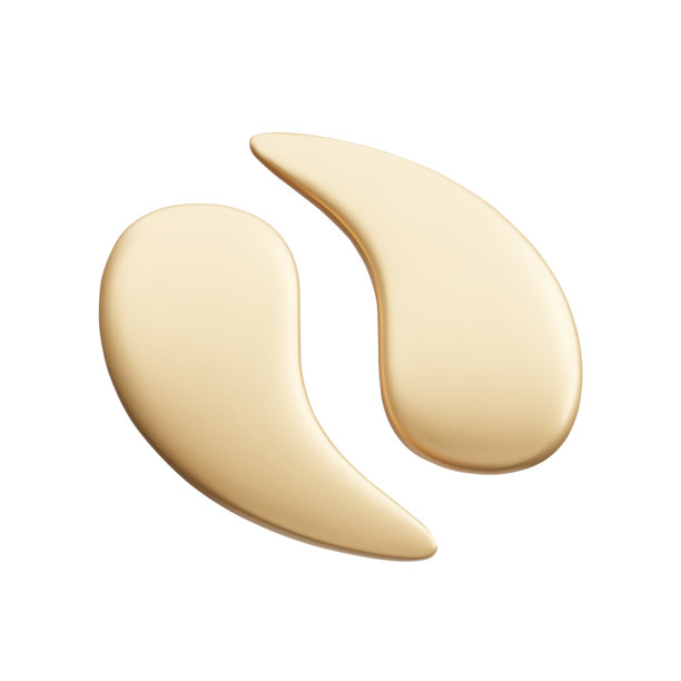 奢华金色水凝胶眼贴 3D 真实感矢量插图。保湿抗衰老护肤治疗。韩国美容化妆品。真实的 3D 渲染的胶质眼贴。图片下载