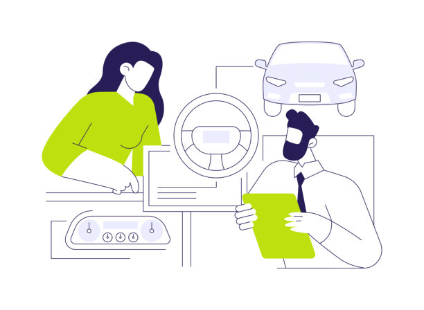 汽车内饰设计抽象概念矢量插图。图片下载