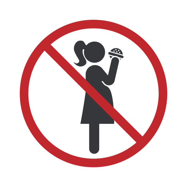 孕妇禁忌饮食标志，孤立在白色背景上，适合健康或警示材料使用图片下载