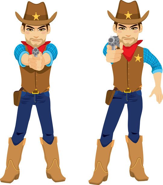 牛仔瞄准左轮手枪图片下载