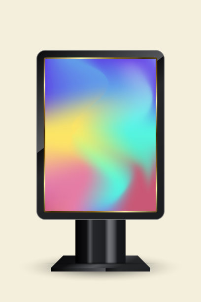 户外LED屏幕模型数字立式标牌LED显示模型，带有数字支架，以及带有黑色真实支架的户外大型LED屏幕模型矢量图。图片下载