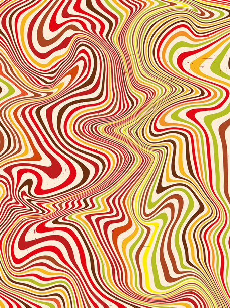 矢量插图。动态波浪的波浪线图案集合。适用于海报、书籍封面、杂志、报告、传单、布局的简约设计。液体扭曲的催眠概念。复古风格背景图片下载