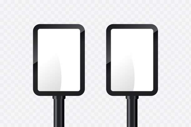 户外LED屏幕模型，带可编辑透明度的LED矢量图。户外灯箱，透明悬挂技术的LED屏幕模型中有空白空间。图片下载