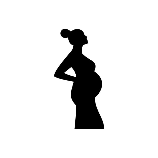 孕妇的剪影，背景为白色图片下载