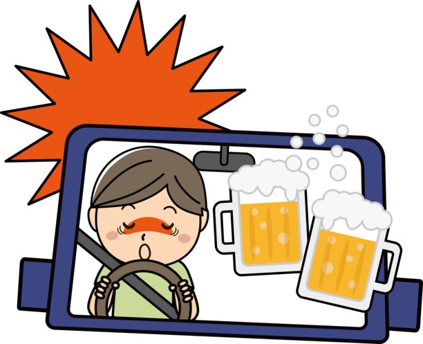 醉驾预防插图 - 警告后方有醉酒驾驶者的驾驶员 / 插图素材（矢量插图）图片下载