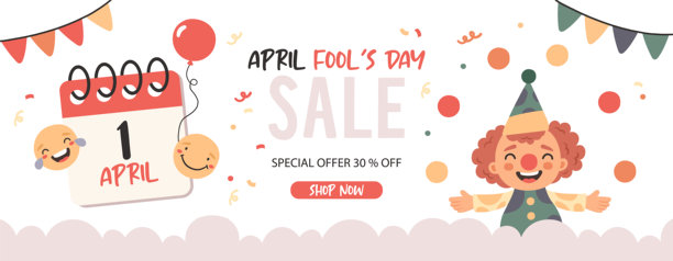 愚人节背景素材集。矢量插图。海报、促销、销售、传单。图片下载