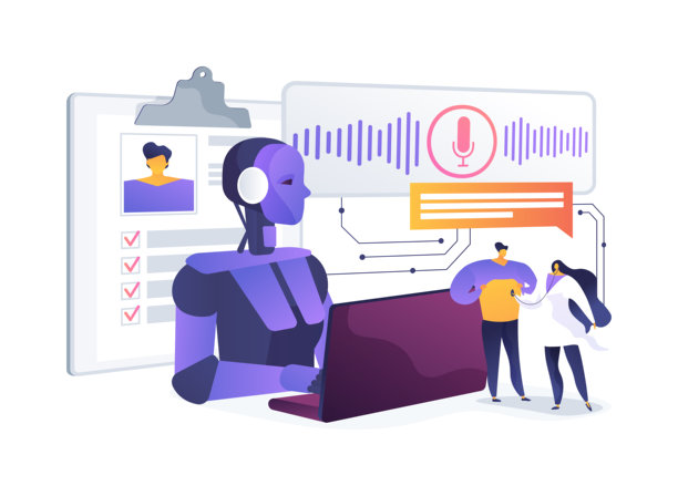 AI语音激活的医疗记录抽象概念矢量插图。图片下载