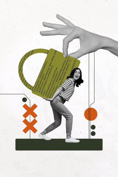 快乐女孩手持锁图标的垂直照片拼贴，象征着机密信息的私人访问，背景为涂鸦风格。图片下载