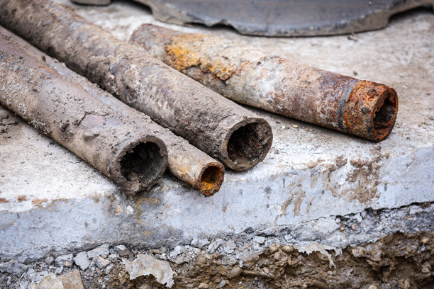 用陈旧生锈的饮用水管道拍摄的细节照片图片下载