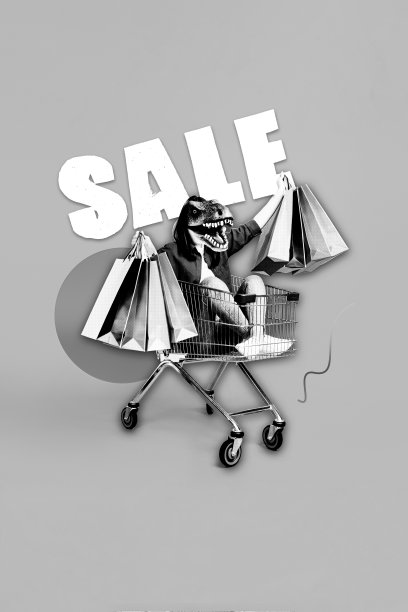 创意照片3D拼贴艺术作品，奇怪的怪异人物与可怕的动物头部，浪费金钱，孤立在绘画背景上。图片下载