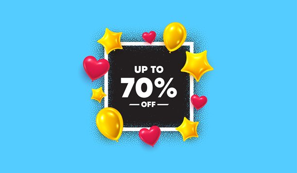 高达70%的折扣促销。折扣报价标志。照片框横幅。矢量图。图片下载