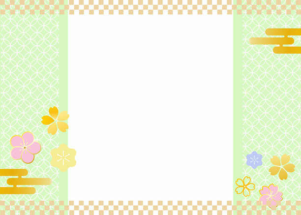 新年樱花和梅花日本风格矢量框架素材 春季水彩标题背景图片下载