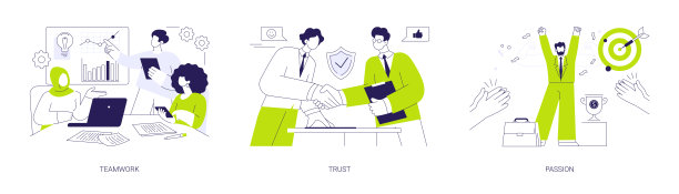 企业文化和价值观抽象概念矢量插图。图片下载