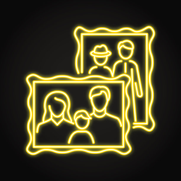 家庭历史照片霓虹图标图片下载