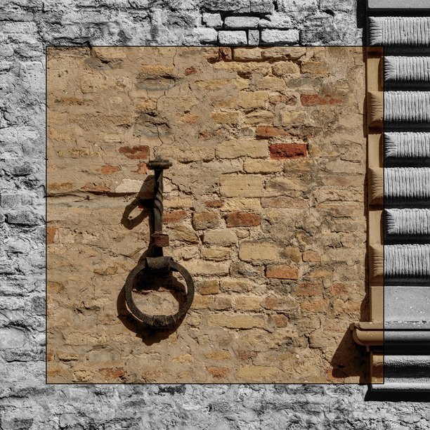 黑白边框内的特定历史立面的彩色照片图片下载