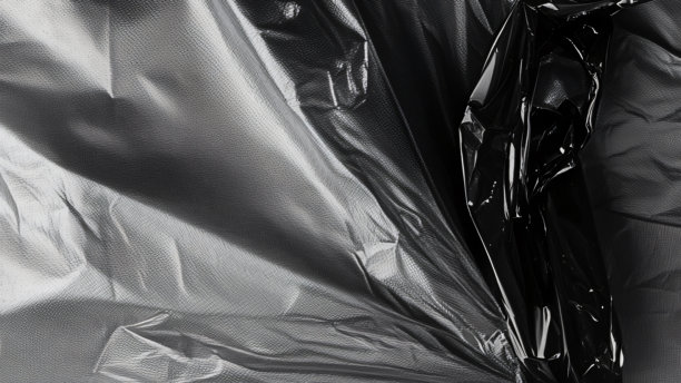 黑色透明塑料薄膜纹理叠加背景。用于海报设计和照片叠加效果的真实塑料。皱褶塑料表面图案，适用于图形设计素材和元素模型。图片下载