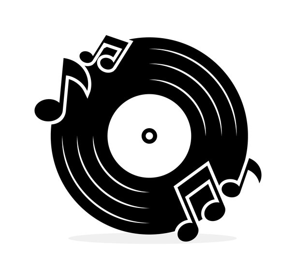 音乐唱片图标。剪影风格。矢量图标。图片下载