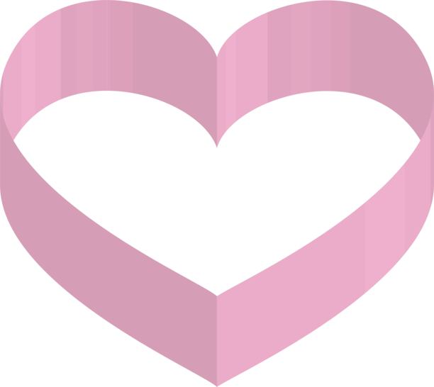 粉色心形如丝带 - 时尚可爱的爱情象征 / 插图素材（矢量插图）图片下载