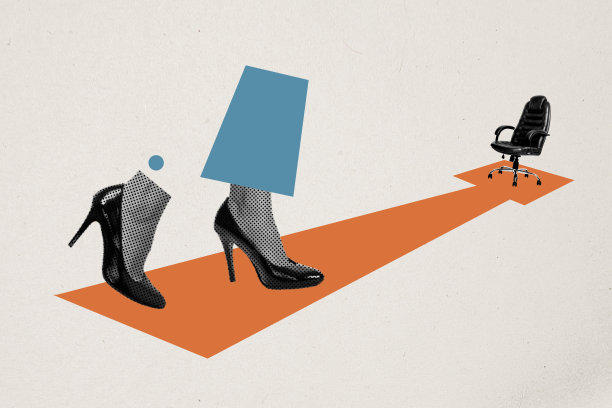 趋势艺术作品合成素描图像 3D 照片拼贴，黑白色调，走路的嘴唇、腿部、高跟鞋，走在通往办公室的路上，扶手椅。图片下载