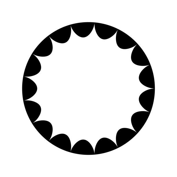 圆形框架，内边缘波浪形。带有波纹内边框的圆形，独立于白色背景。图片或镜子渐变模板。矢量图形插图。图片下载