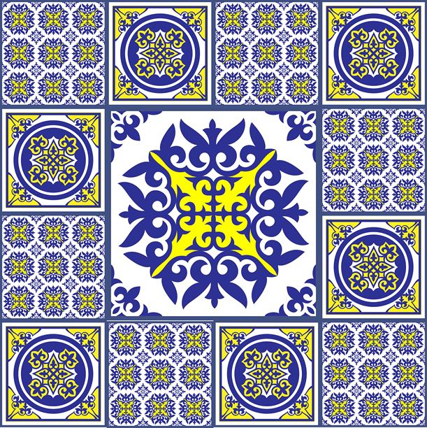 葡萄牙的阿祖莱霍斯。塔拉维拉图案。摩洛哥瓷砖马赛克。西班牙瓷器。土耳其装饰。陶瓷餐具，民俗印花。西班牙陶器。民族背景。地中海无缝壁纸。图片下载