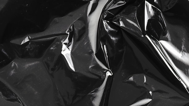 黑色透明塑料薄膜纹理叠加背景。用于海报设计和照片叠加效果的真实塑料。皱褶塑料表面图案，适用于图形设计素材和元素模型。图片下载