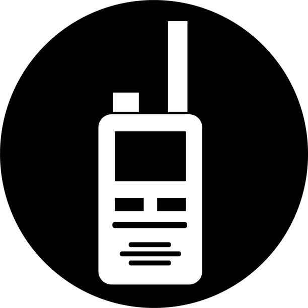 对讲机图标标志矢量图，适用于网页和移动应用，背景透明。黑色填充元素，来自户外活动概念。便携式无线电发射器符号。图片下载