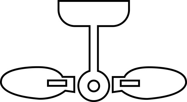 时尚线条风格的吊扇图标，可编辑的库存素材。空气风扇矢量标志。吊扇图标剪贴画头像标志符号，用于降温和空气循环，背景透明。图片下载