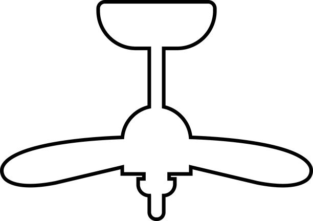 时尚线条风格的吊扇图标，可编辑的库存素材。空气风扇矢量标志。吊扇图标剪贴画头像标志符号，用于降温和空气循环，背景透明。图片下载