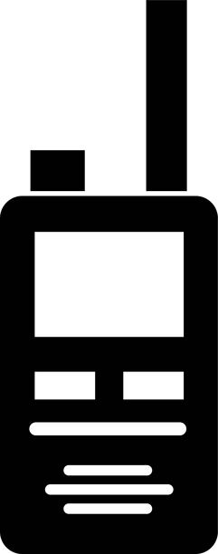 对讲机图标标志矢量图，适用于网页和移动应用，背景透明。黑色填充元素，来自户外活动概念。便携式无线电发射器符号。图片下载