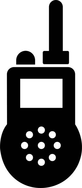 对讲机图标标志矢量图，适用于网页和移动应用，背景透明。黑色填充元素，来自户外活动概念。便携式无线电发射器符号。图片下载