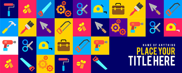 带有标题空间的建设工具图标图片下载