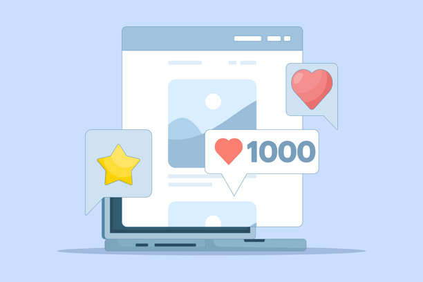 社交媒体网络概念。在线分享照片和图像，并附有评论列表，例如手机应用程序、社交网络博客关注者或设备应用程序上的文章发布活动。图片下载