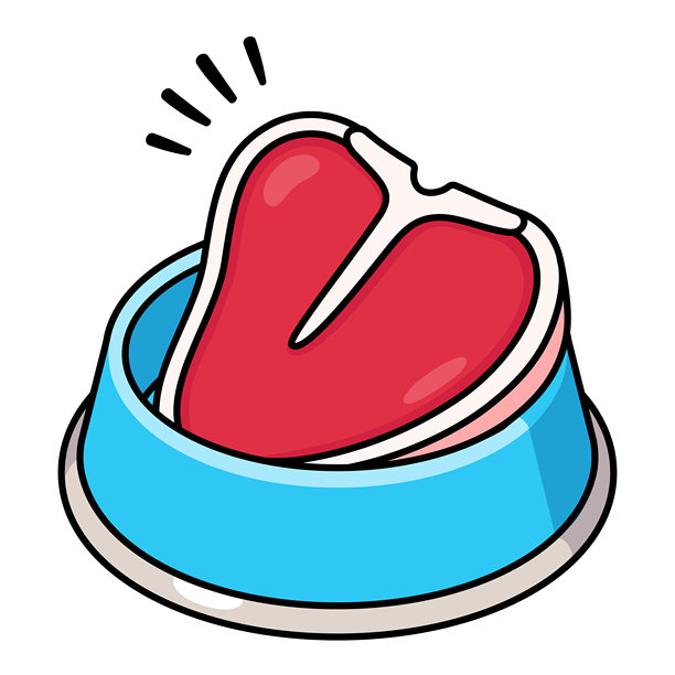 卡通T骨牛排在狗食碗里图片下载