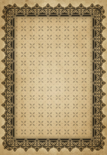 复古风格的旧纸张，配有装饰性花边框。图片下载