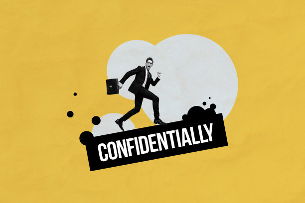 男人在涂鸦背景上奔跑，手持公文包，进行会议数据传输，保密信息的合成照片拼贴。图片下载