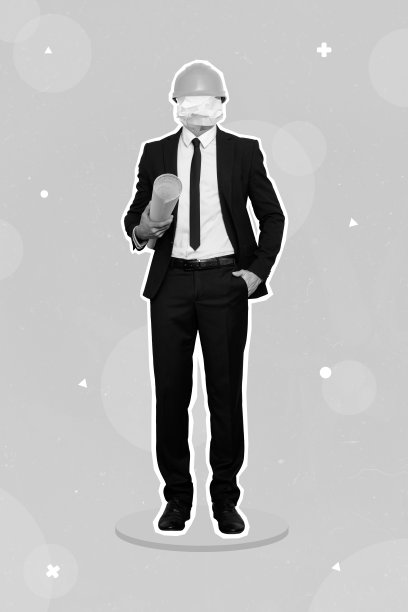 创意3D照片艺术图形拼贴画，商业建筑师用纸球代替头部的独立绘画背景图片下载