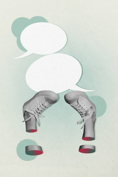 模板海报趋势艺术作品 3D 照片拼贴碎片腿部运动鞋鞋类文本 短信聊天对话气泡图片下载