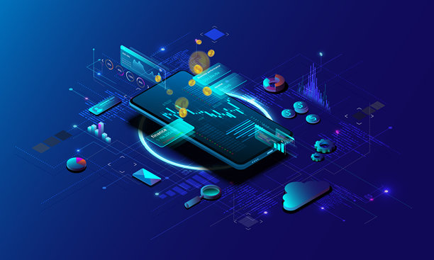 手机科技背景图片，金融图表概念，股票市场投资图片下载