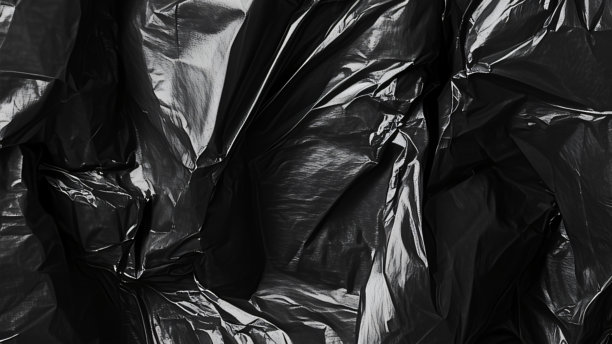 黑色透明塑料薄膜纹理叠加背景。用于海报设计和照片叠加效果的逼真塑料。皱褶塑料表面图案，适用于图形设计素材和元素模型。图片下载