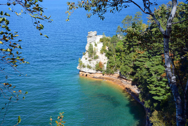 矿工城堡，图片岩国家湖岸，密歇根州图片下载