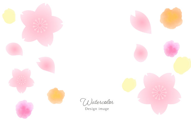 春天樱花盛开，柔和可爱的框架背景素材，花朵，新生命，新年贺卡素材，新年，三月，四月，幼儿园入学的矢量白色背景图片下载