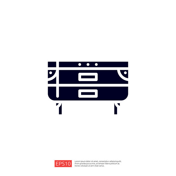 这张图片展示了一个现代厨房橱柜的极简图标，旨在用于图形设计，强调简约和实用性。图片下载