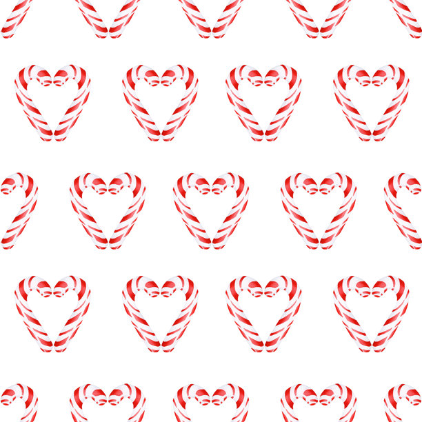 水彩插图，描绘了一个圣诞心形棒棒糖。无缝图案在独立背景上手工制作。适用于照片墙纸、贴纸、剪贴簿和面料的绘画。图片下载