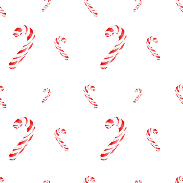 圣诞棒棒糖的水彩插图。无缝图案在独立背景上手工制作。适用于照片墙纸、贴纸、剪贴簿和面料的绘画。图片下载