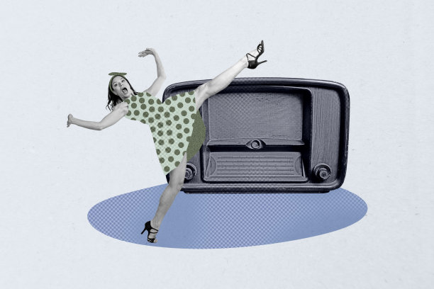 趋势复合素描模板 3D 照片拼贴 夜间派对 俱乐部活动 休闲 收音机 听音乐 年轻女性 尖叫面孔 宽步图片下载