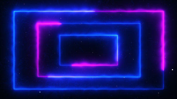 矩形霓虹隧道背景 4K 高清库存照片图片下载